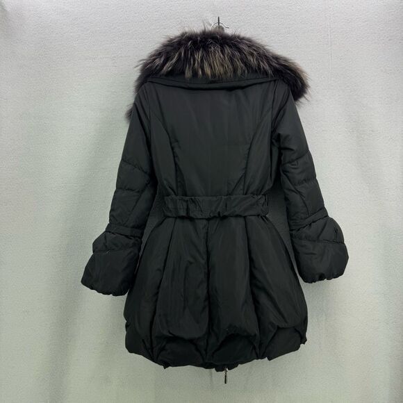 Fuga eff. By Liquid Black Down filled Fur Collared Puffer Coat Size S - Picture 6 of 14